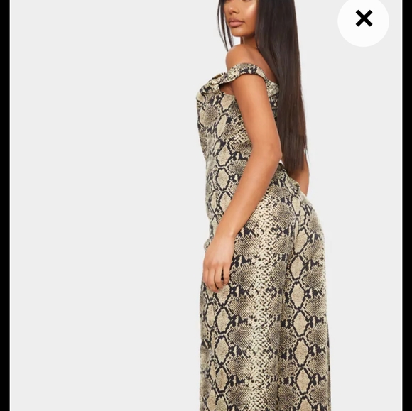 SNAKE PRINT CORSET BARDOT JUMPSUIT - Picture 3 of 7